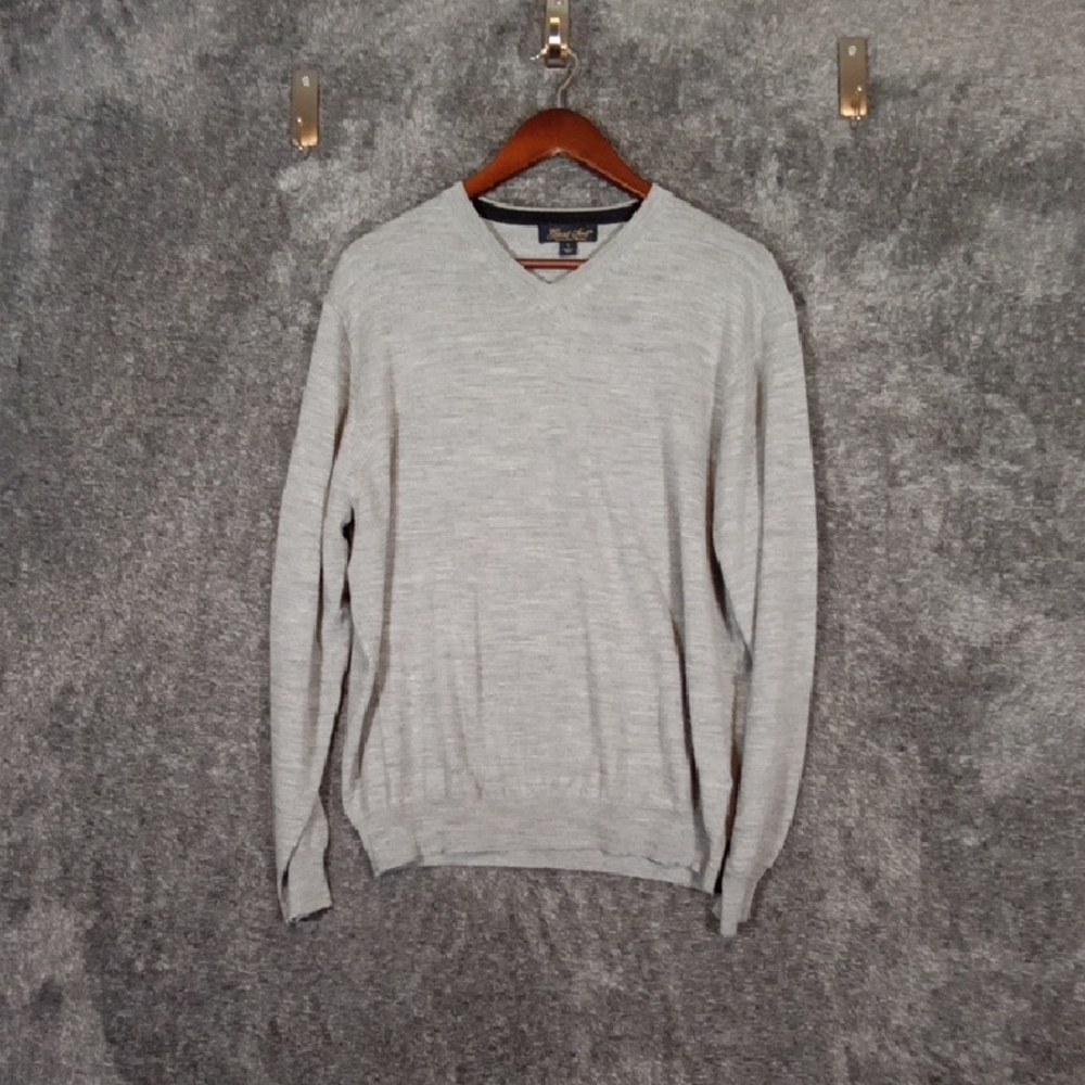 Garret Scott Extra Fine Merino Wool V Neck Long Sleeve Mens Large
